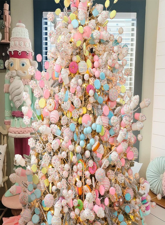 Simgoing 21 Pcs Candy Christmas Tree Ornaments Pastel Decorations Set New Cute Hanging Decor Doughnut Candy Ball Snowflake Macaron Cookies Cupcake Dessert Pendant for Shop Baby Shower Home Xmas Party - Image 4